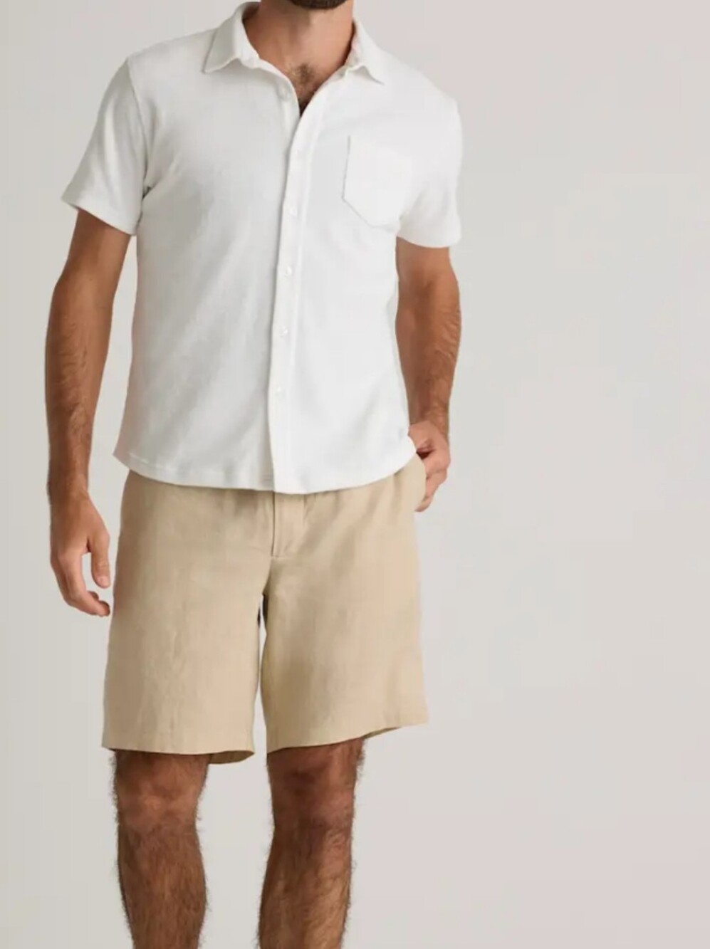 Quince Organic Cotton Terry Towel Button Down Polo Shirt White Medium NWT
